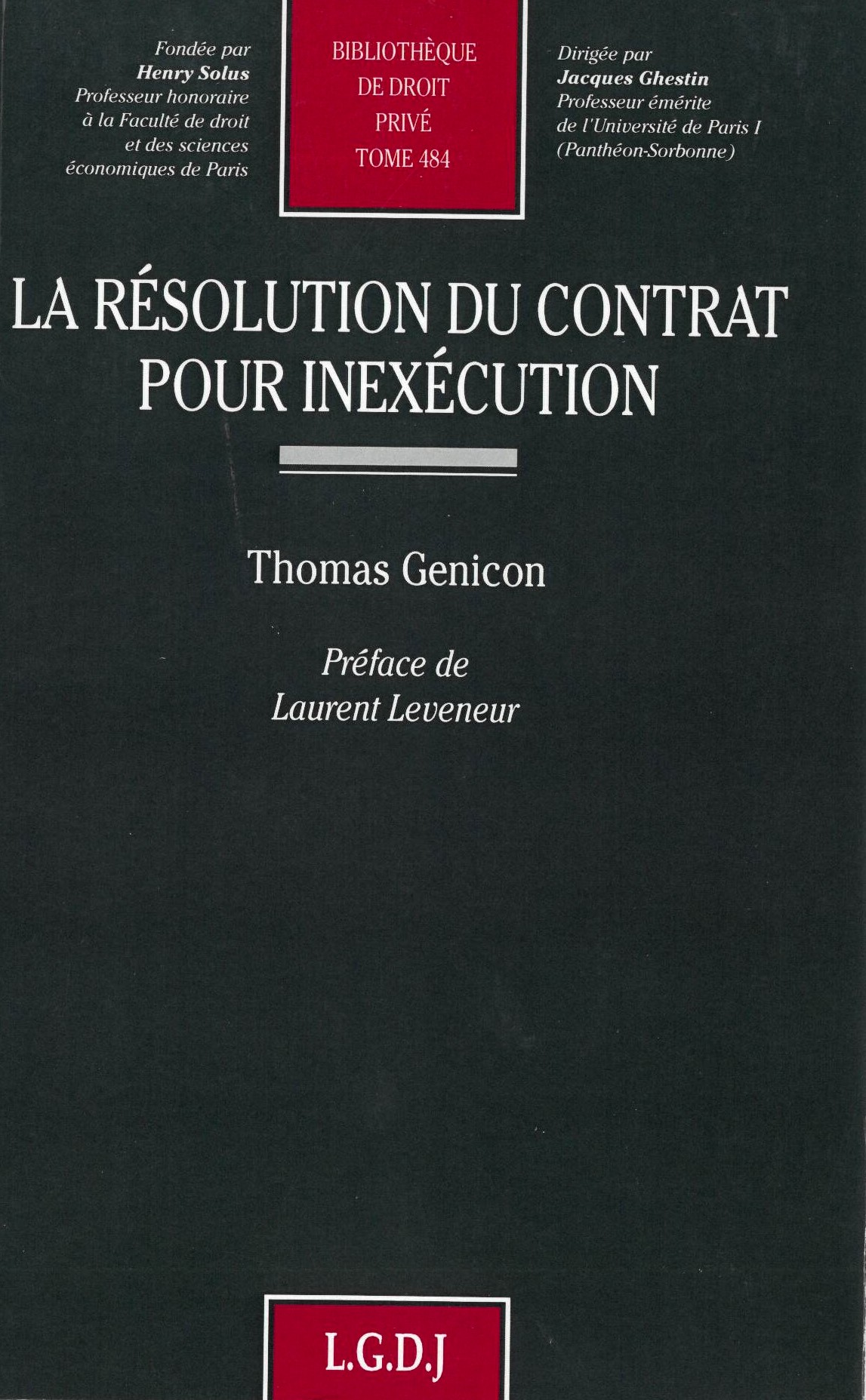 T484 – La résolution du contrat pour inexécution
